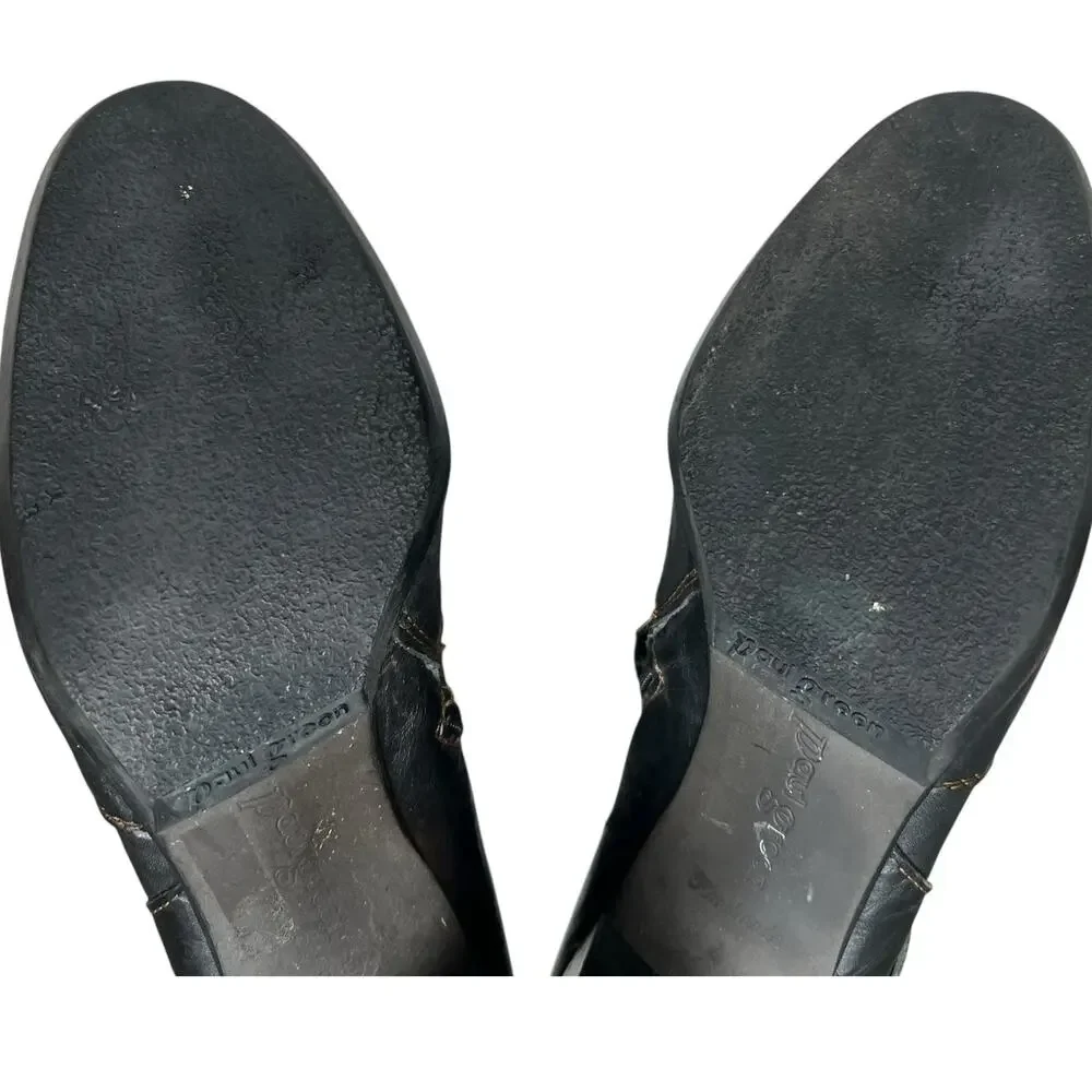 Paul Green Harness Boots 6.5 Black Leather Buckle‎ Cuffed Western Ankle Booties